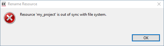 Resource is out of sync with file system