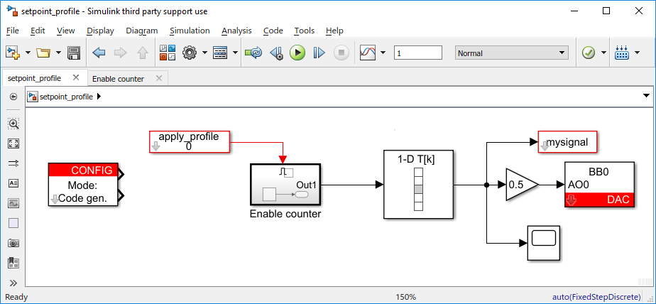 Setpoint profile example in Simulink