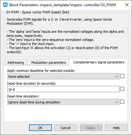 PLECS dialog parameters complementary signals