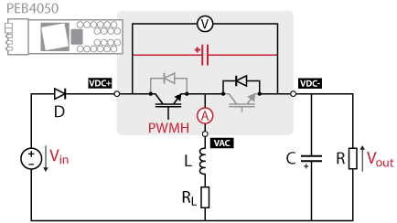 Buck-boost converter schematic with IGBT