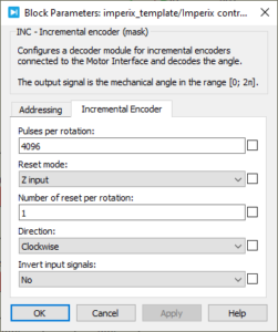 INC - Incremental encoder input - Simulink, PLECS and C++ documentation