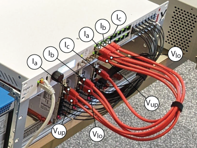 Front panel measurement and control connections of the NPC converter