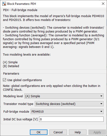 PEH Simulink mask