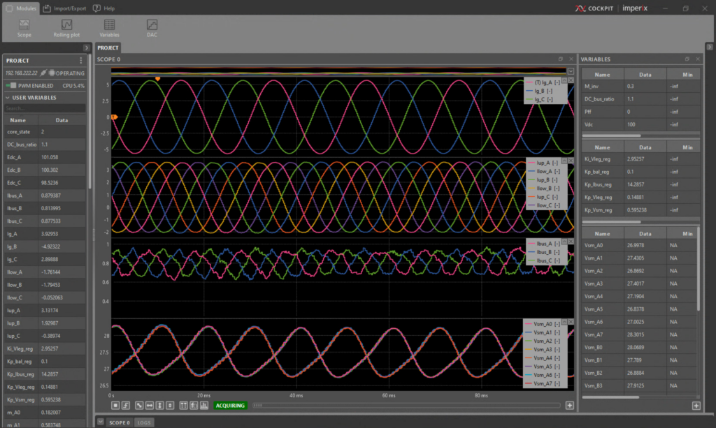 Cockpit interface when controlling a 4-SM MMC through an SFP communication.