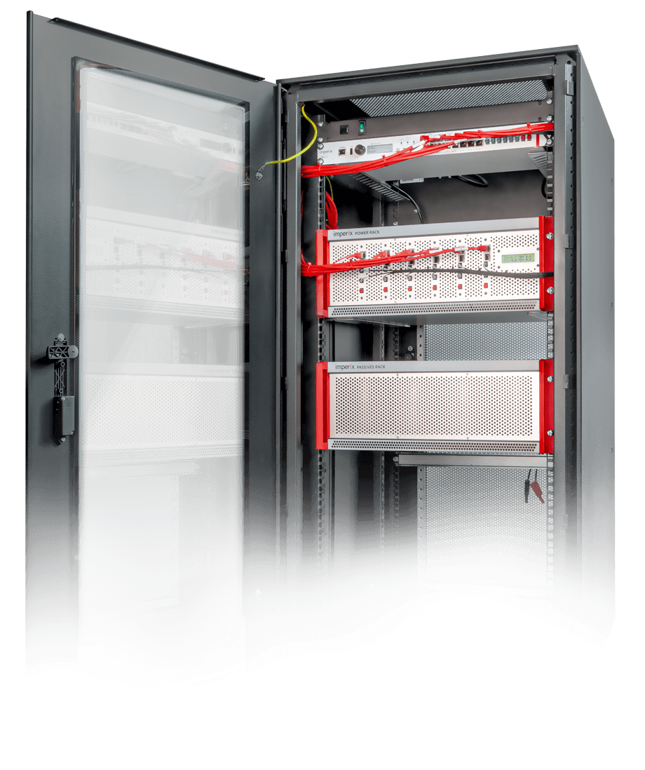 Overall view of the microgrid test bench, including Opal-RT real-time simulator.