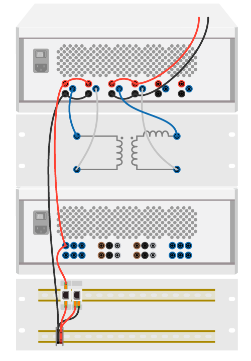 Wiring example of the microgrid test bench for PV emulator.