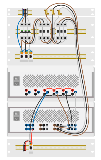 Wiring example of the microgrid test bench for PV emulator.