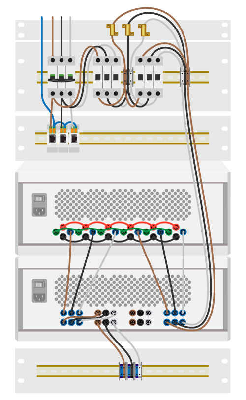 Wiring example of the microgrid test bench for PV emulator.