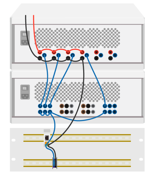 Wiring example of the microgrid test bench for PV emulator.